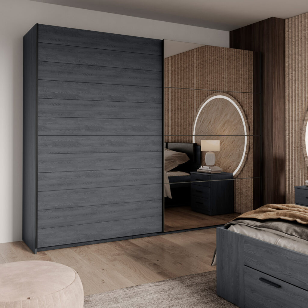 Шкаф-купе с зеркалом Helvetia GALAXY 24CBEA69 (карбоновый дуб)