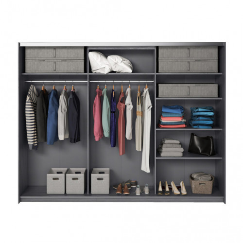 Шкаф-купе с зеркалом Helvetia GALAXY 24CBEA69 (карбоновый дуб)