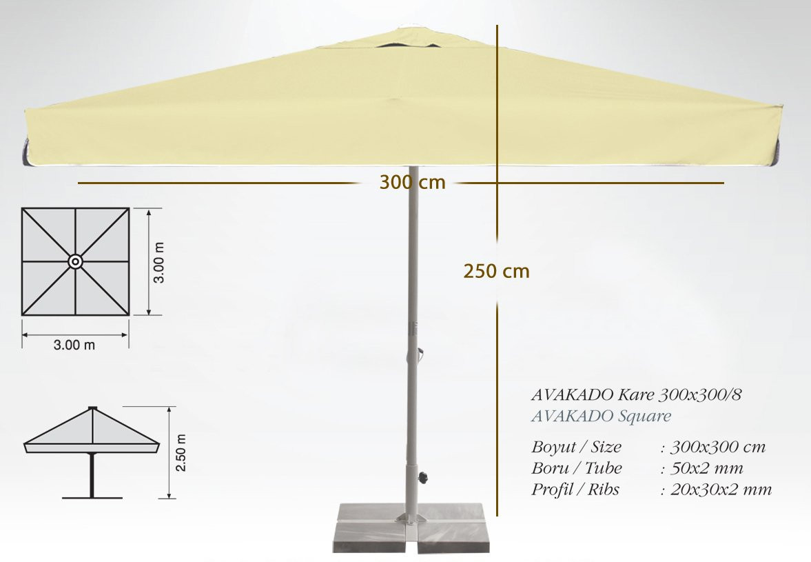 Зонт профессиональный The Umbrella House TYA- AVACADO 300x300 см (6933)