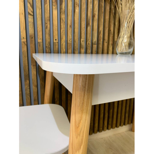 Обеденный стол Маями-2 деревянные ножки Нимфея Альба (белый) (LION-041003)