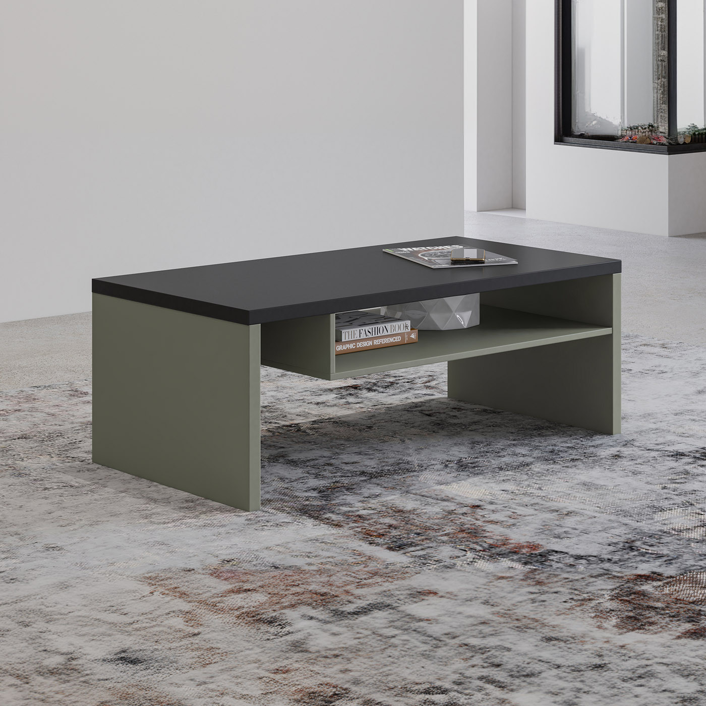 Стол кофейный Helvetia CROSS 24GWMY99 (дымчатый зеленый -черный)