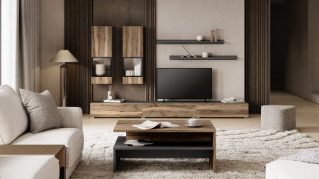 Стол кофейный Helvetia BAROS 24Z6BM99 (сатиновый нуссбаум/черный)