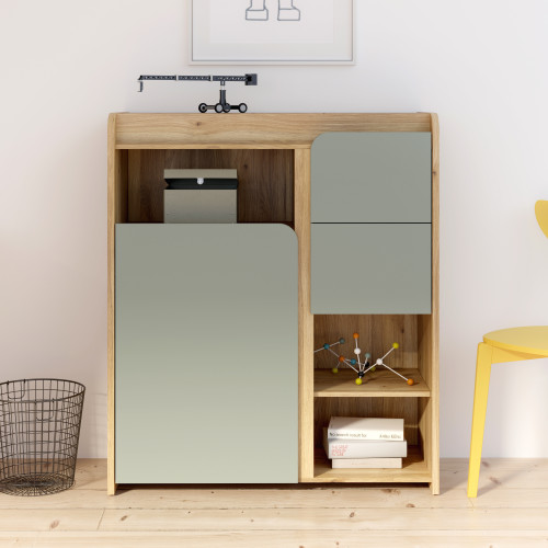 Комод на 1 дверь и 2 ящика Forte HOA HOAK321L (дуб маувелла/шалфей)