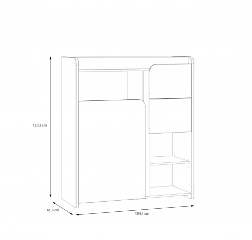 Комод на 1 дверь и 2 ящика Forte HOA HOAK321L (дуб маувелла/шалфей)