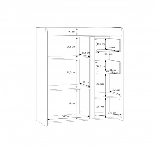 Комод на 1 дверь и 2 ящика Forte HOA HOAK321L (дуб маувелла/шалфей)