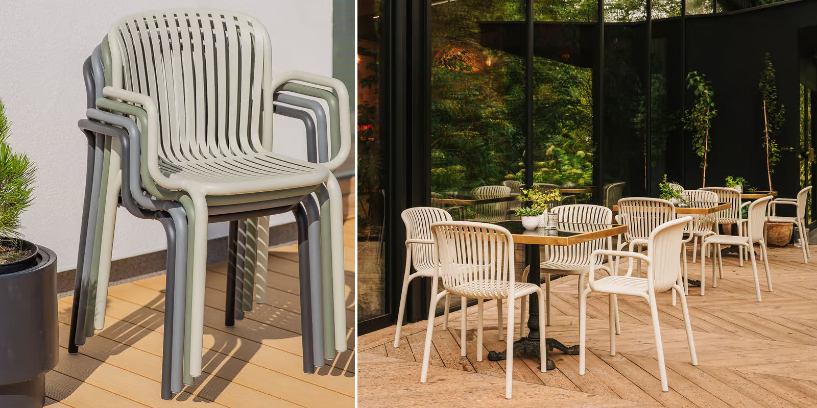 Кресло уличное обеденное VLL- FERNE Berne (зеленый, серый)