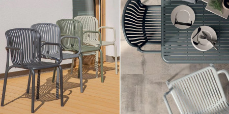 Кресло уличное обеденное VLL- FERNE Berne (зеленый, серый)