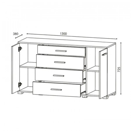 Большой комод EVR- Бриз К-6 белый (нимфея альба)