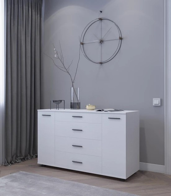 Большой комод EVR- Бриз К-6 белый (нимфея альба)