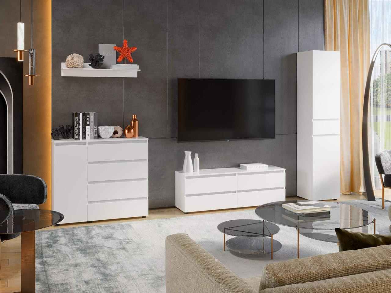 Комплект в гостиную EVR- Лайт-2 белый (нимфея альба)