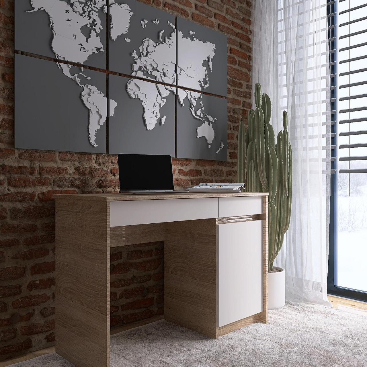 Стол письменный EVR- Сити-1100 дуб Сонома +  белый