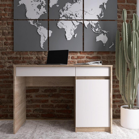 Стол письменный EVR- Сити-1100 дуб Сонома +  белый