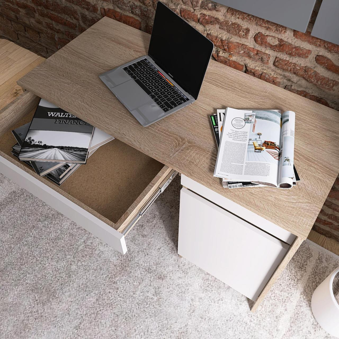 Стол письменный EVR- Сити-1100 дуб Сонома +  белый