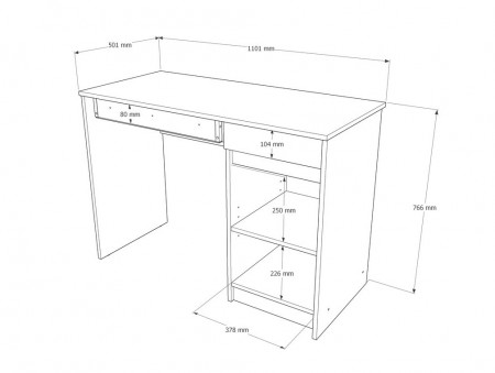 Стол письменный EVR- Сити-1100 дуб Сонома +  белый