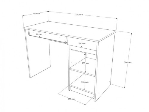 Стол письменный EVR- Сити-1100 дуб Сонома +  белый