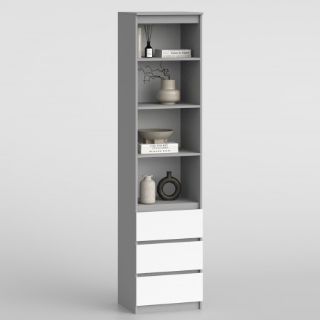 Стеллаж 195х55х42 см KOD- ШК-стиль-детский 3ф (белый фасад)