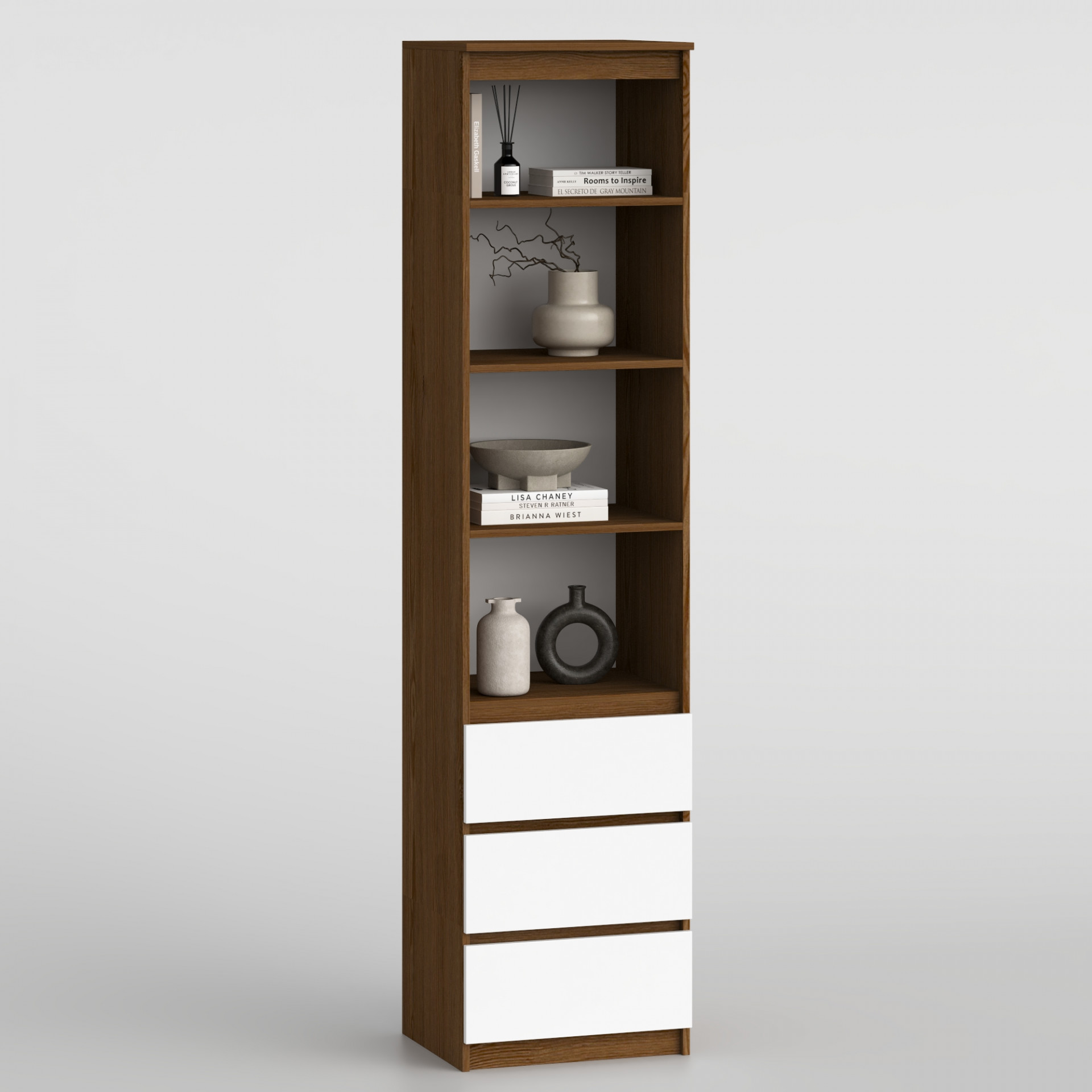 Стеллаж 195х55х42 см KOD- ШК-стиль-детский 3ф (белый фасад)