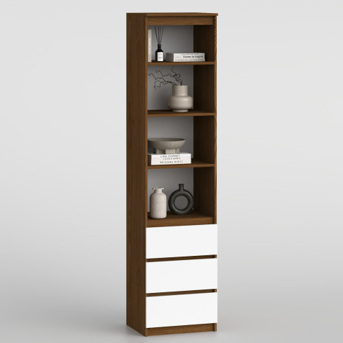 Стеллаж 195х55х42 см KOD- ШК-стиль-детский 3ф (белый фасад)