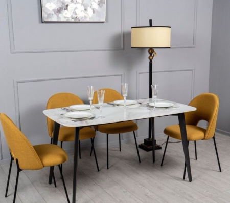 Стол обеденный TOP- Норман белый глянец /черный