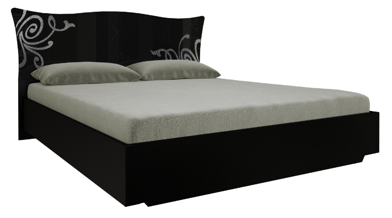 Кровать с подъемным механизмом MRK- Богема Глянец черный 1,6х2,0