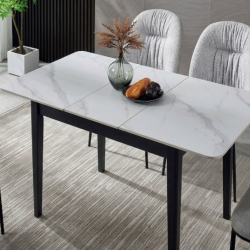 Стіл обідній розкладний INI- TALLINN CERAMIC 90(120)*70 білий /чорний