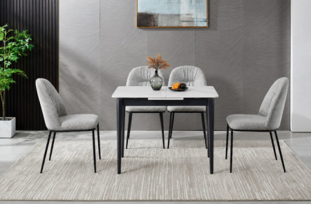 Стіл обідній розкладний INI- TALLINN CERAMIC 90(120)*70 білий /чорний
