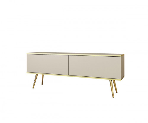 Тумба под ТВ Perfect Home Оро / Oro 2-дверная с золотыми ножками RTV135 Бежевый