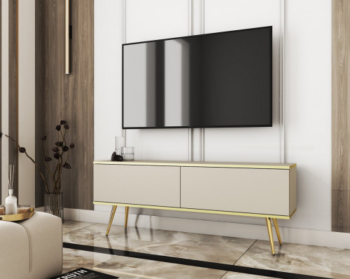 Тумба под ТВ Perfect Home Оро / Oro 2-дверная с золотыми ножками RTV135 Бежевый