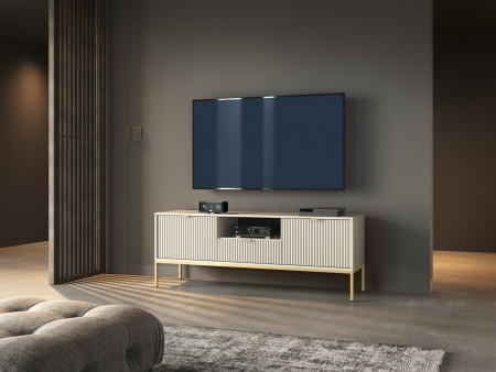 Тумба под телевизор Perfect Home Nova 1-дверная с 2 ящиками и золотыми ножками RTV154 Кашемир