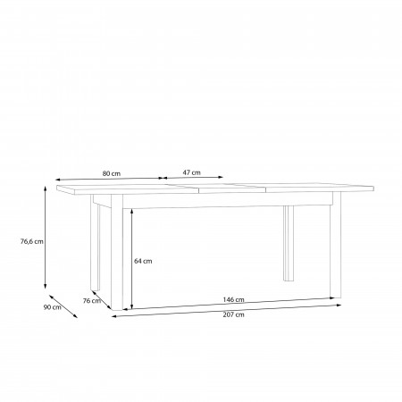 Стол обеденный раскладной Forte FIXSMILE TBLT7029 160-207, черный
