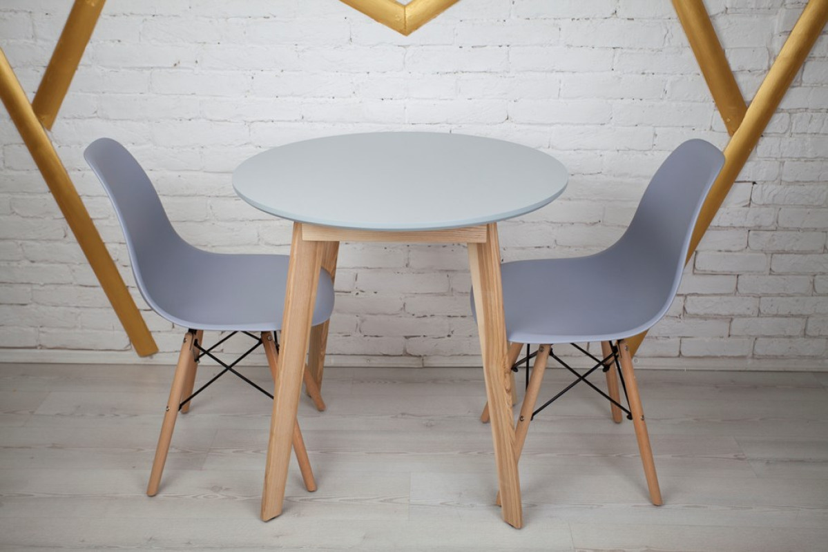 Комплект кухонной мебели Ont- Густаво 75 круглый стол + 2 стула серые