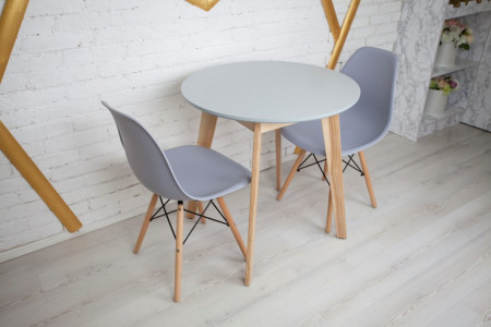 Комплект кухонной мебели Ont- Густаво 75 круглый стол + 2 стула серые