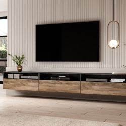 Тумба под телевизор Helvetia BAROS 24Z6BM40 (сатиновый нуссбаум/черный)