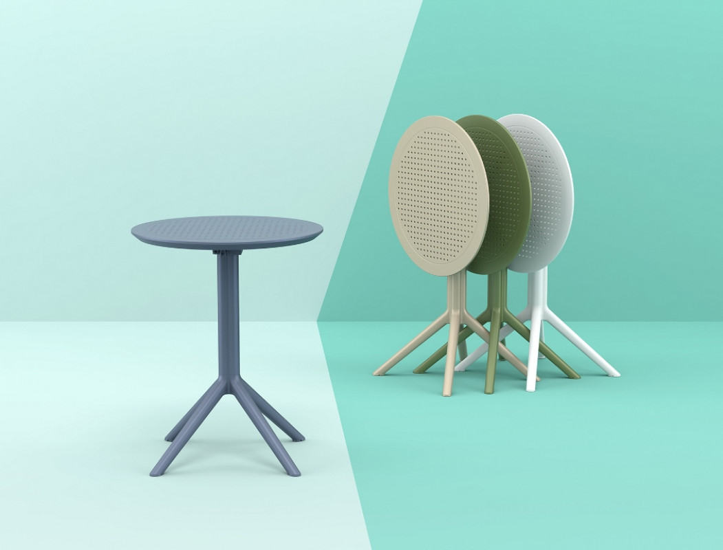 Стол уличный круглый складной Siesta Sky Folding Table 60 (бежевый)