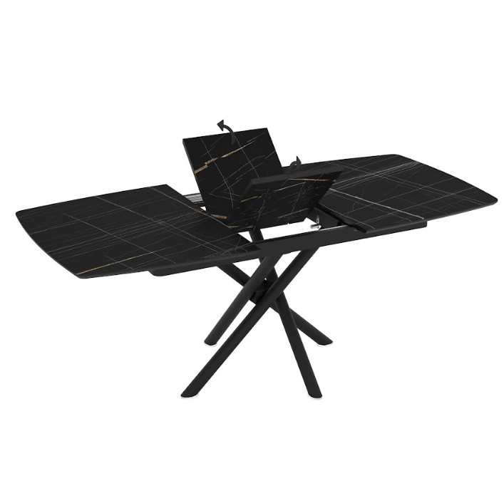 Стол обеденный Art-Deco EXM- KATRIN ЧЕРНЫЙ ГЛЯНЦЕВЫЙ МДФ+HPL 138/178*90*76