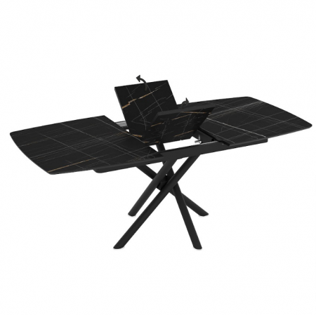 Стол обеденный Art-Deco EXM- KATRIN ЧЕРНЫЙ ГЛЯНЦЕВЫЙ МДФ+HPL 138/178*90*76