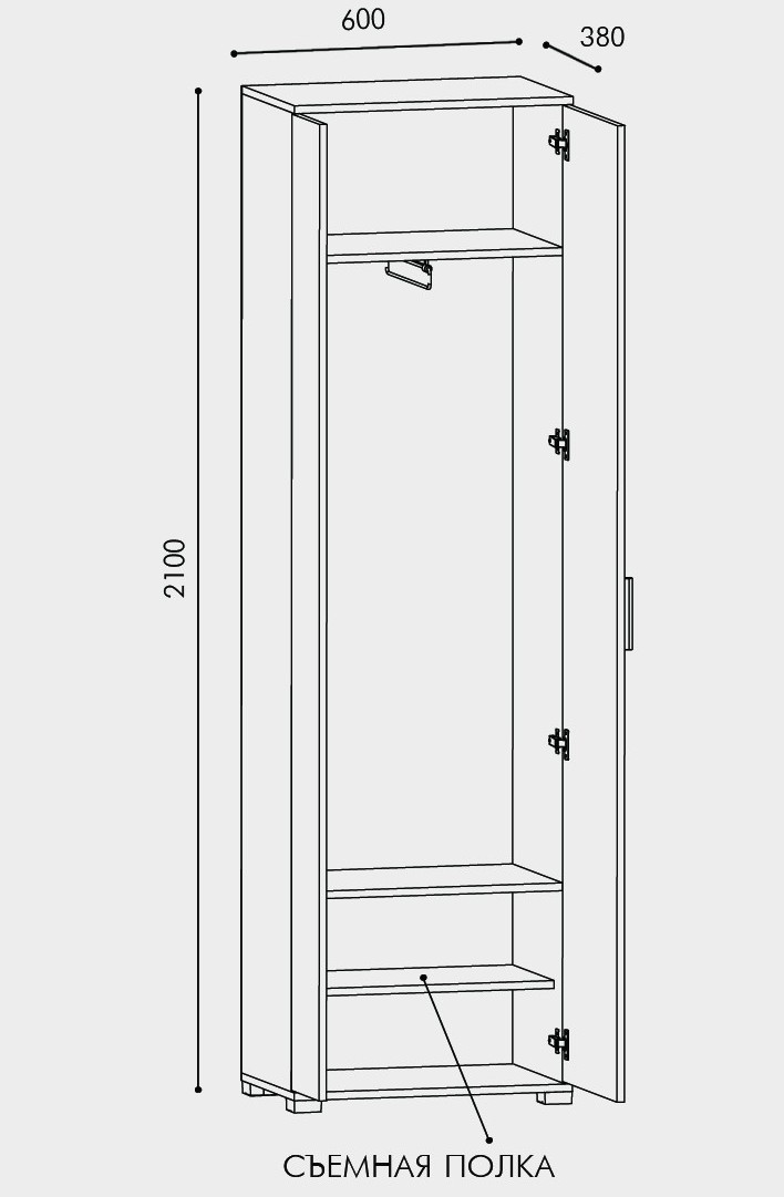 Шкаф распашной на 2 двери EVR- Бриз ШП-2 дуб Сонома + фасад трюфель
