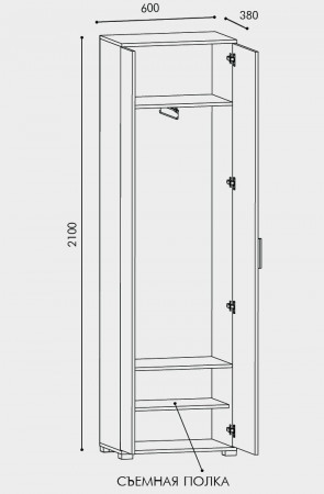 Шкаф распашной на 2 двери EVR- Бриз ШП-2 дуб Сонома + фасад трюфель