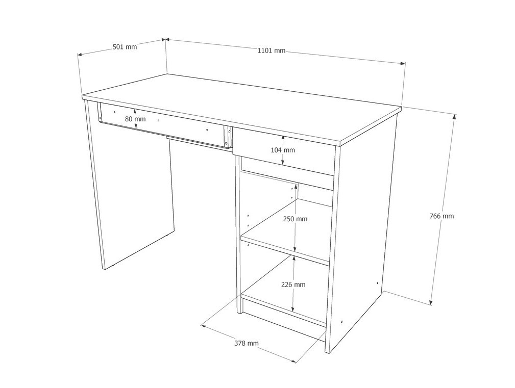 Стол письменный EVR- Сити-1100 дуб Сонома +  графит