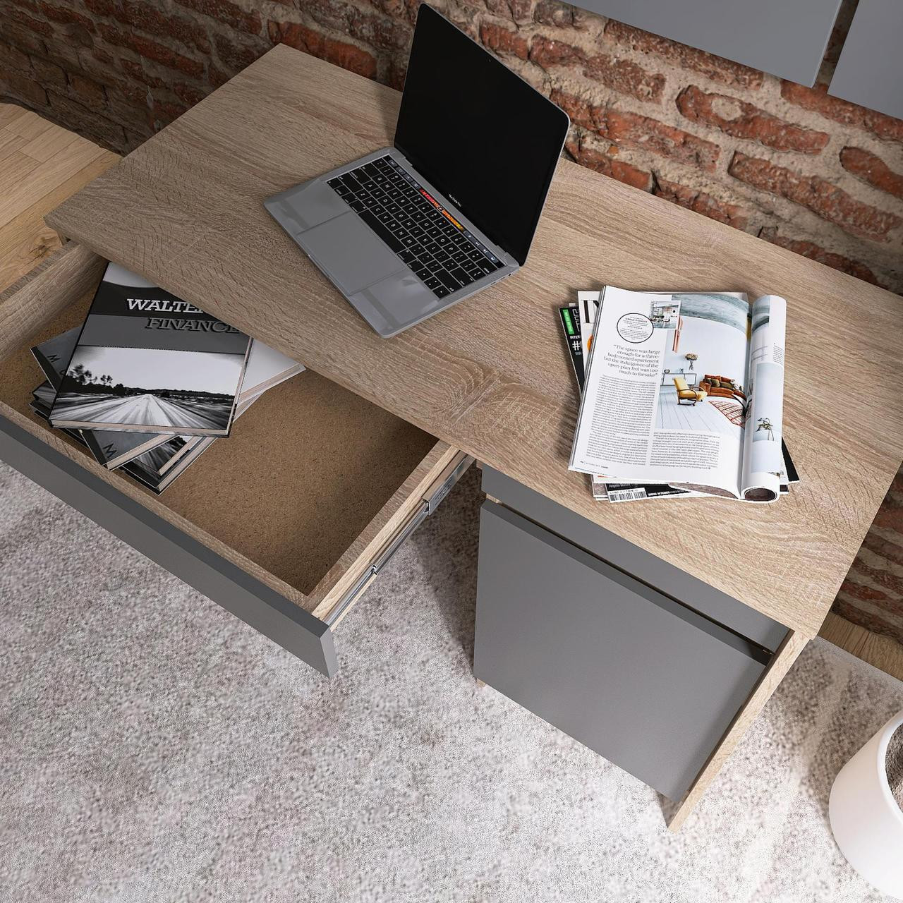 Стол письменный EVR- Сити-1100 дуб Сонома +  графит