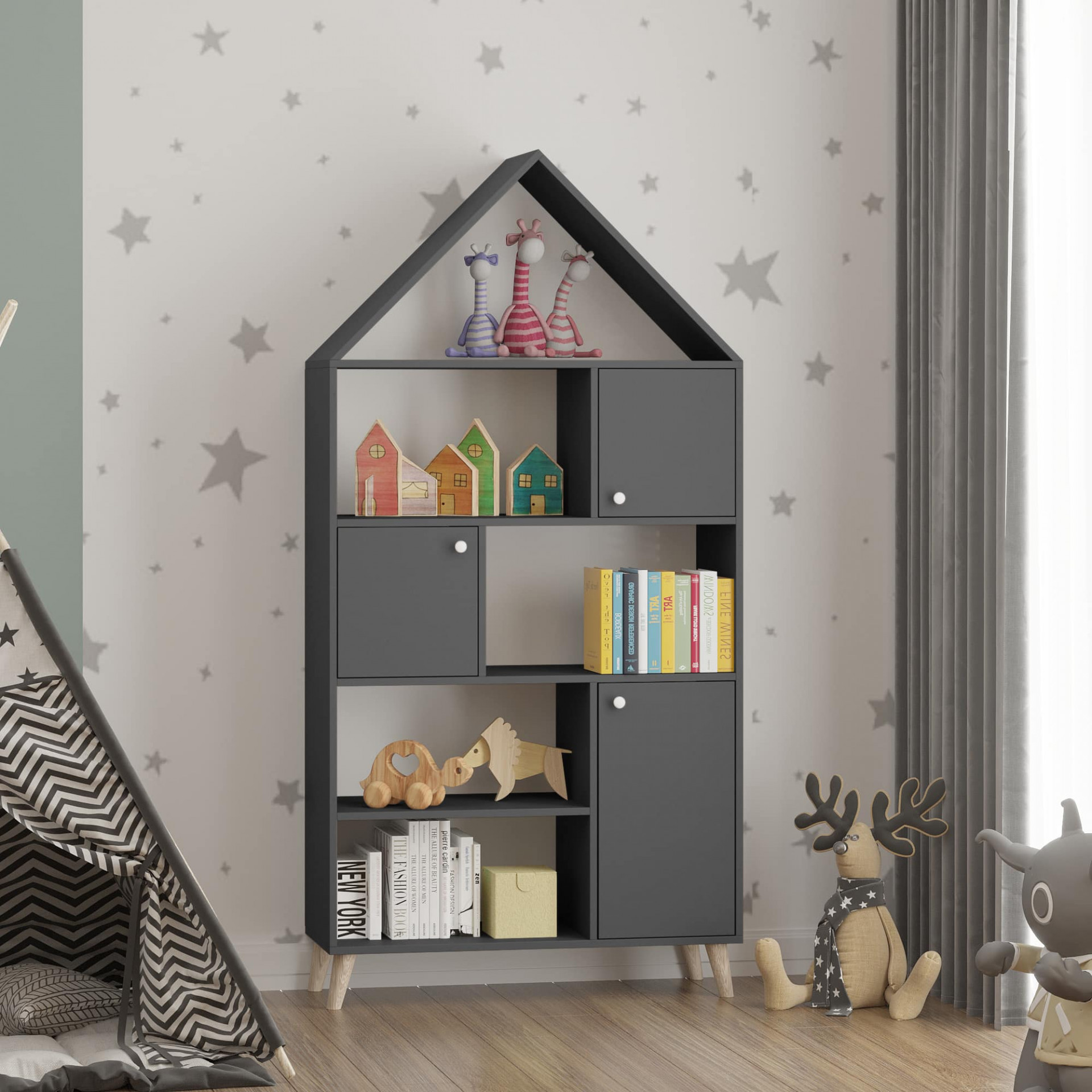 Стеллаж-домик 182х90х35 см KOD- ШК-домик-детский