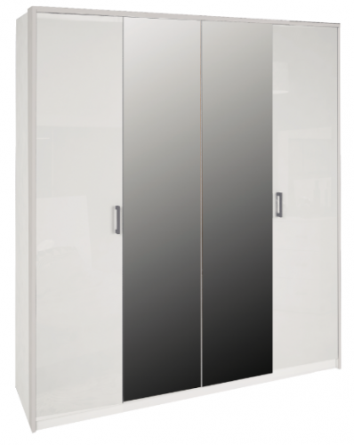 Шкаф MRK- Рома Глянец белый 4 двери/зеркало