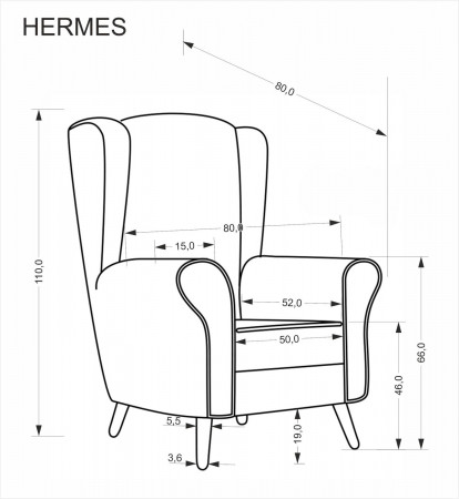 Кресло мягкое HALMAR HERMES (пепельный)
