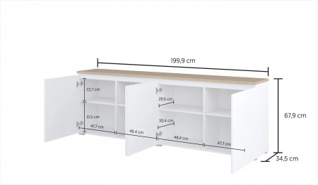 Комод на 4 двери Helvetia MODO 247VOJ25 (белый/дуб маувелла)