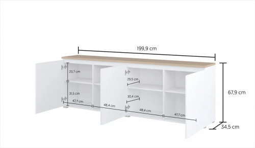 Комод на 4 двери Helvetia MODO 247VOJ25 (белый/дуб маувелла)
