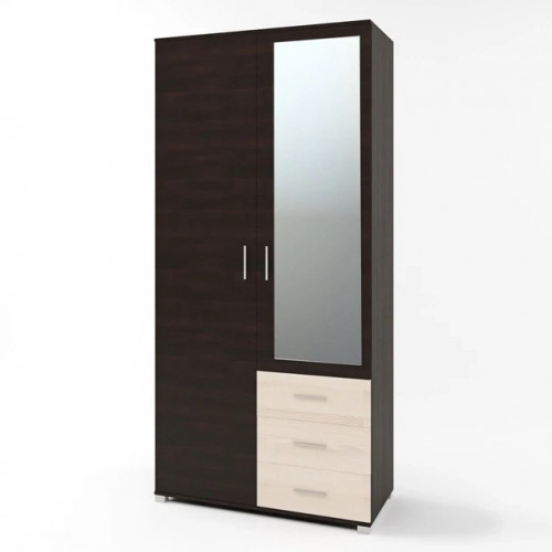 Шкаф прямой на 2 двери и 3 шухляды EVR- Бриз ШП-4 венге + фасад дуб молочный