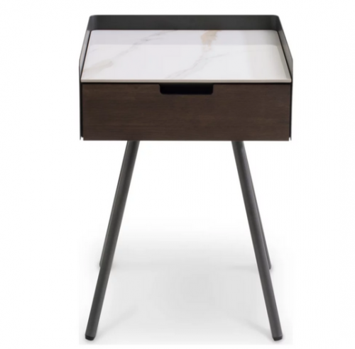 Тумбочка прикроватная 1 ящик CRV- Matteo, Lilac ice top walnut canaletto(коричневый)