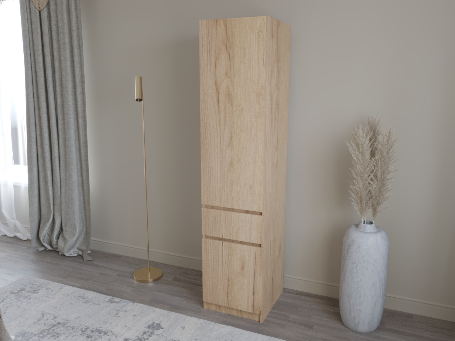 Шкаф-пенал с полками на 1 шухляду и 2 двери ViA- Таун Т-1