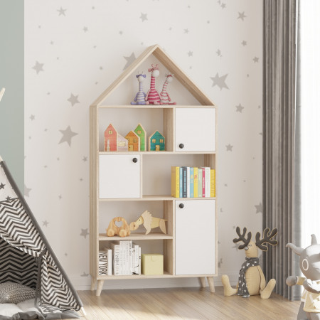 Стеллаж-домик 182х90х35 см KOD- ШК-домик-детский (белый фасад)