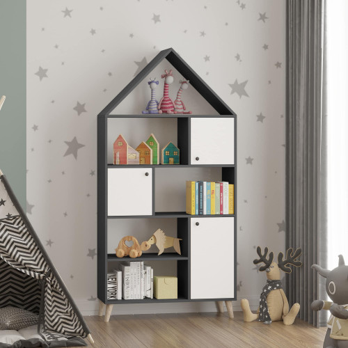 Стеллаж-домик 182х90х35 см KOD- ШК-домик-детский (белый фасад)